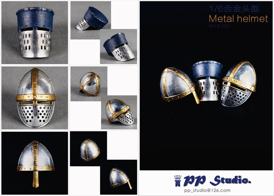 1/6 Moyen-Age Metal Helmets Set