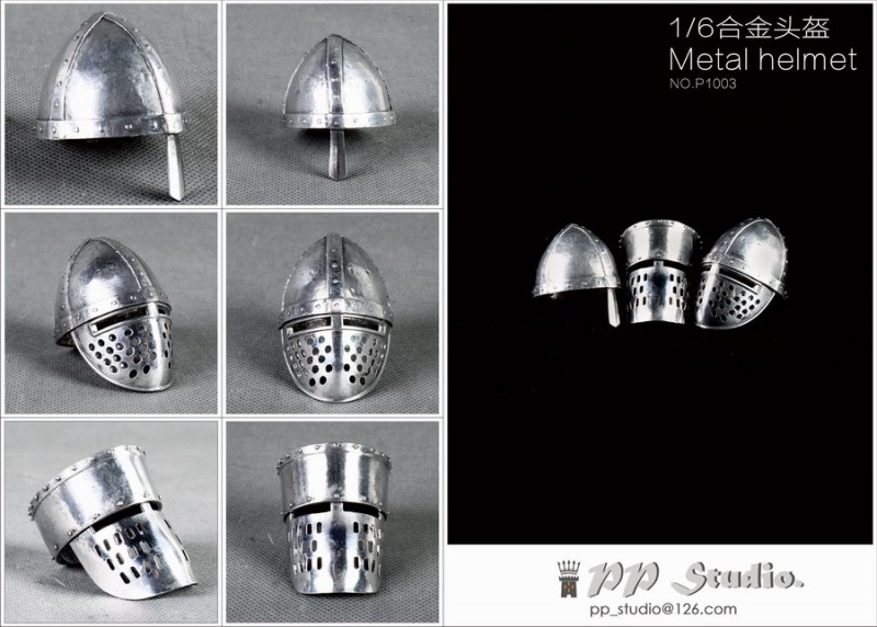 1/6 Moyen-Age Metal Helmets Set
