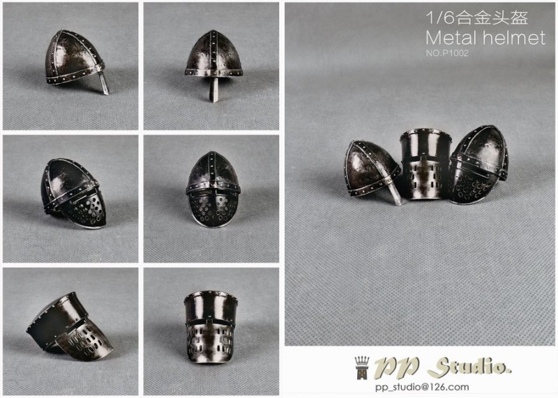 1/6 Moyen-Age Metal Helmets Set
