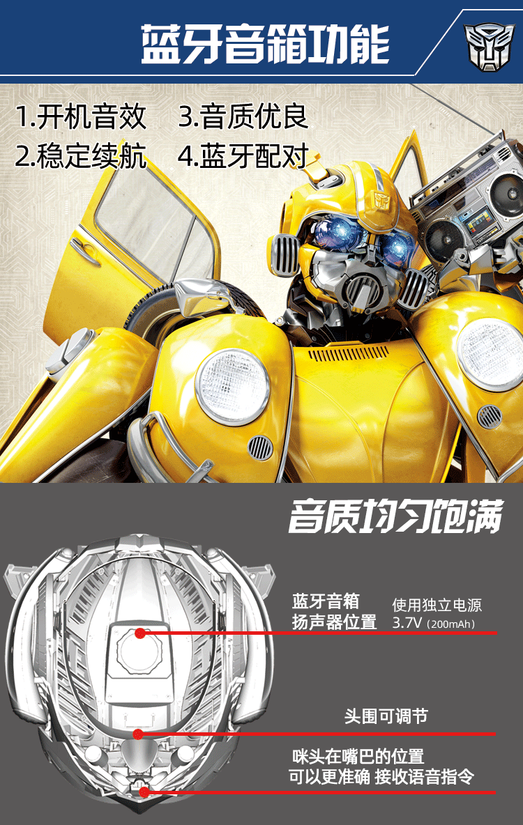 Bumblebee wearable helmet (with speakers) Deluxe Edition