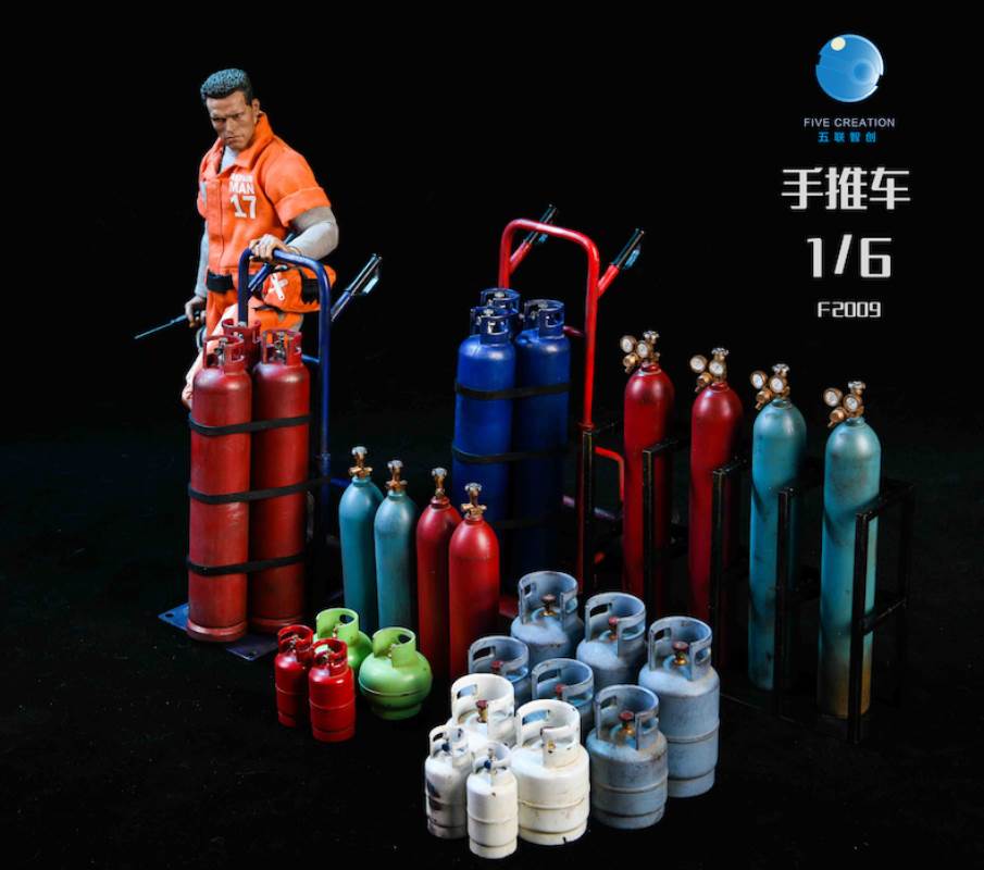 1/6 metal trolley oxygen cylinder gas tank soldier doll scene accessory model
