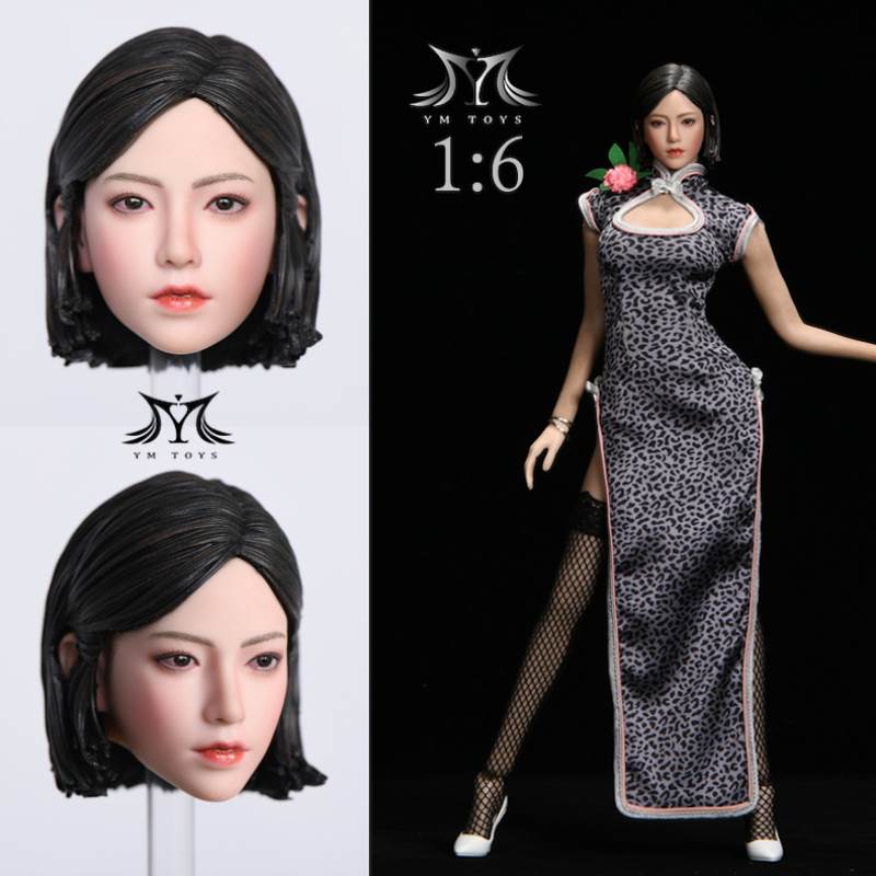 1/6 Leopard Cheongsam Female Head Carved Pomelo