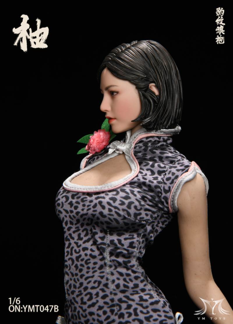 1/6 Leopard Cheongsam Female Head Carved Pomelo