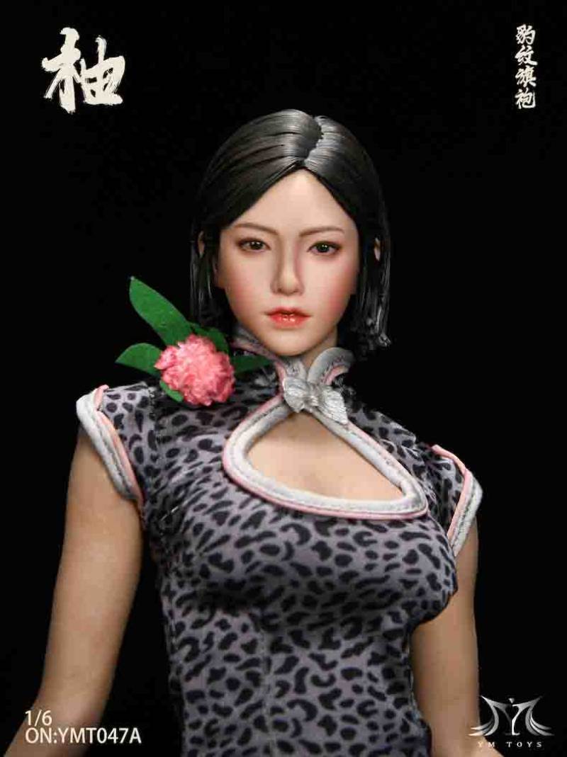 1/6 Leopard Cheongsam Female Head Carved Pomelo