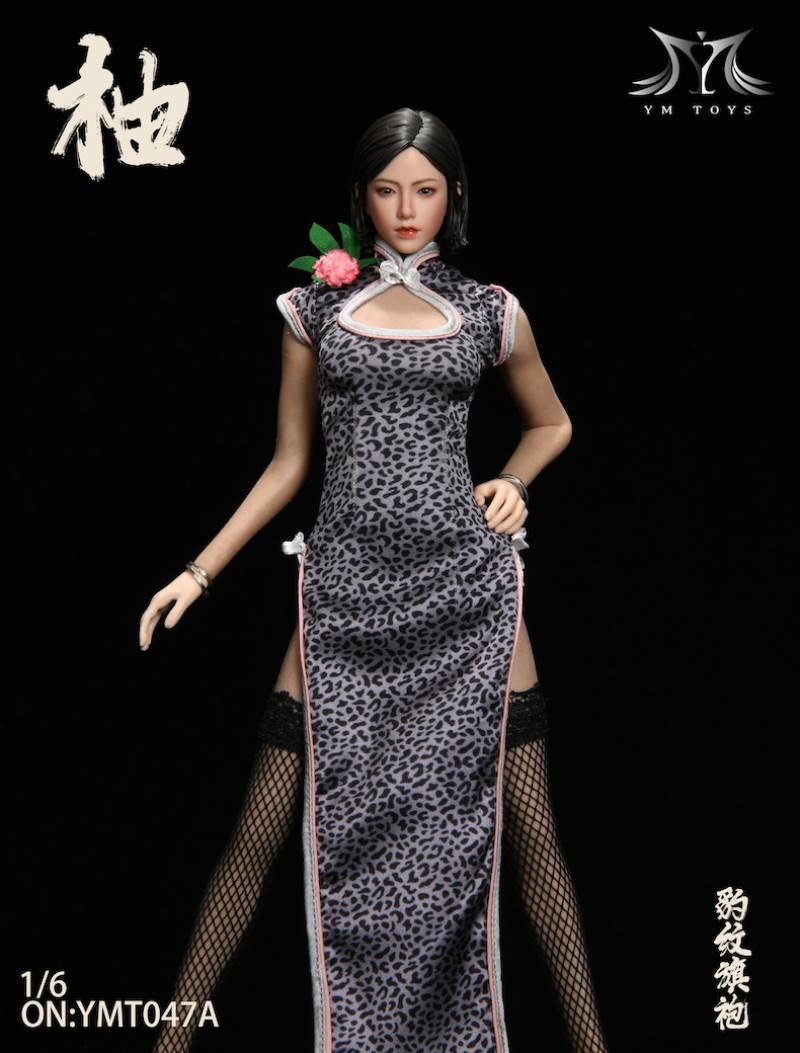 1/6 Leopard Cheongsam Female Head Carved Pomelo