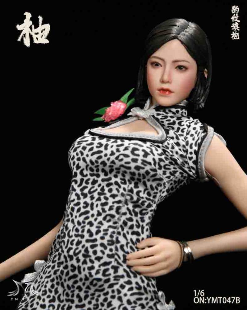 1/6 Leopard Cheongsam Female Head Carved Pomelo