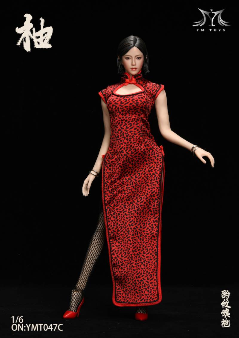 1/6 Leopard Cheongsam Female Head Carved Pomelo