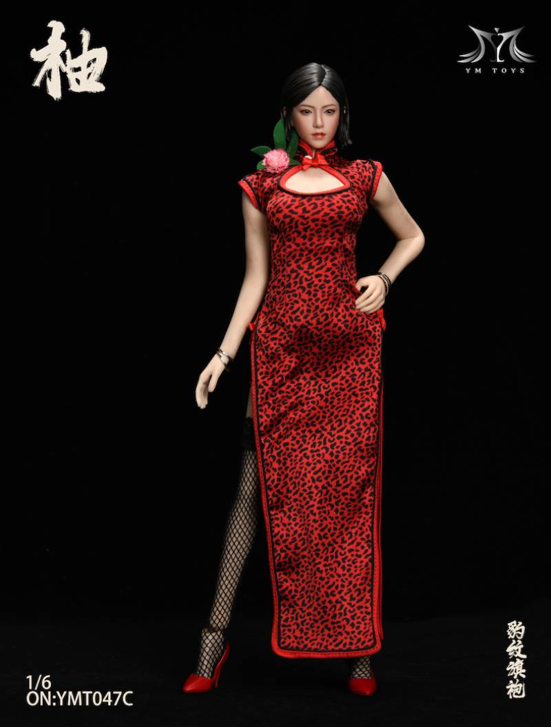 1/6 Leopard Cheongsam Female Head Carved Pomelo