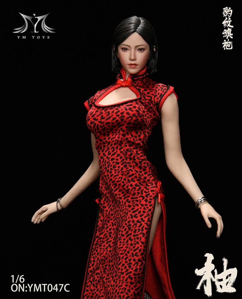 1/6 Leopard Cheongsam Female Head Carved Pomelo