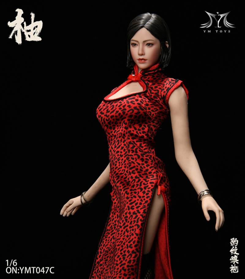 1/6 Leopard Cheongsam Female Head Carved Pomelo
