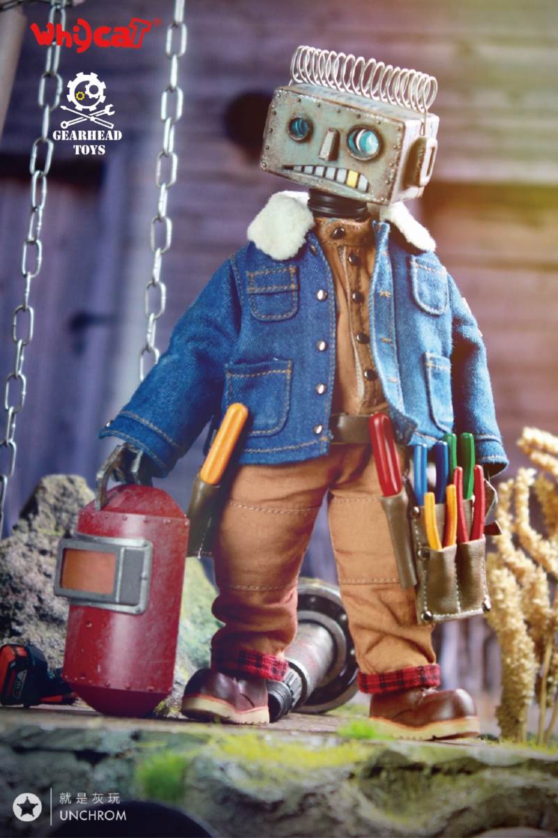 Whycat&GEARHEADTOYS 1/6 ClumsyBot Series NO.1 Repairman little curly Curry