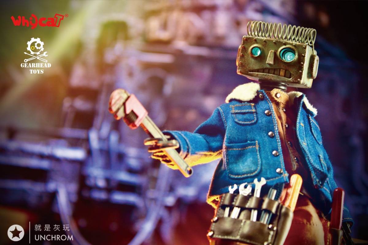 Whycat&GEARHEADTOYS 1/6 ClumsyBot Series NO.1 Repairman little curly Curry