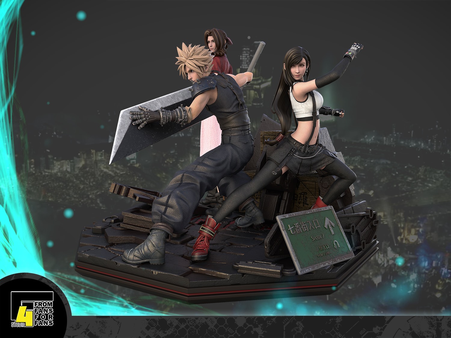Final Fantasy 7 Remake Cloud, Aerith, Tifa Diorama GK Resin Statue