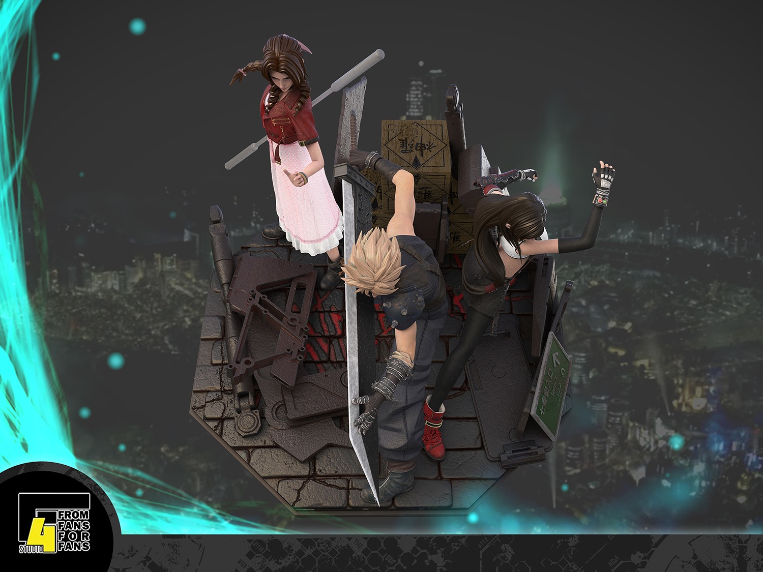 Final Fantasy 7 Remake Cloud, Aerith, Tifa Diorama GK Resin Statue