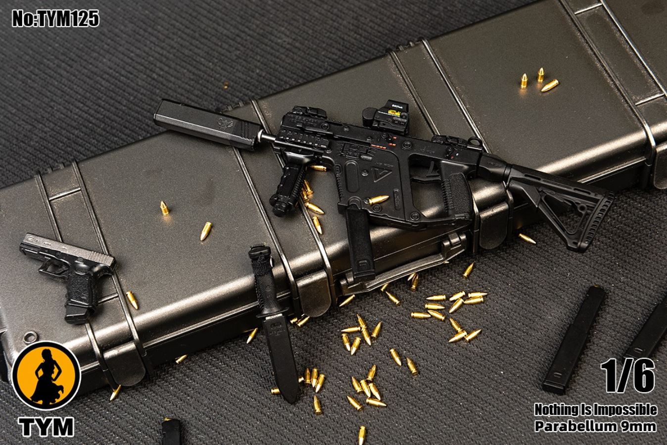 Sniper rifle bullet and pistol bullet pack soldier weapon scene 1/6