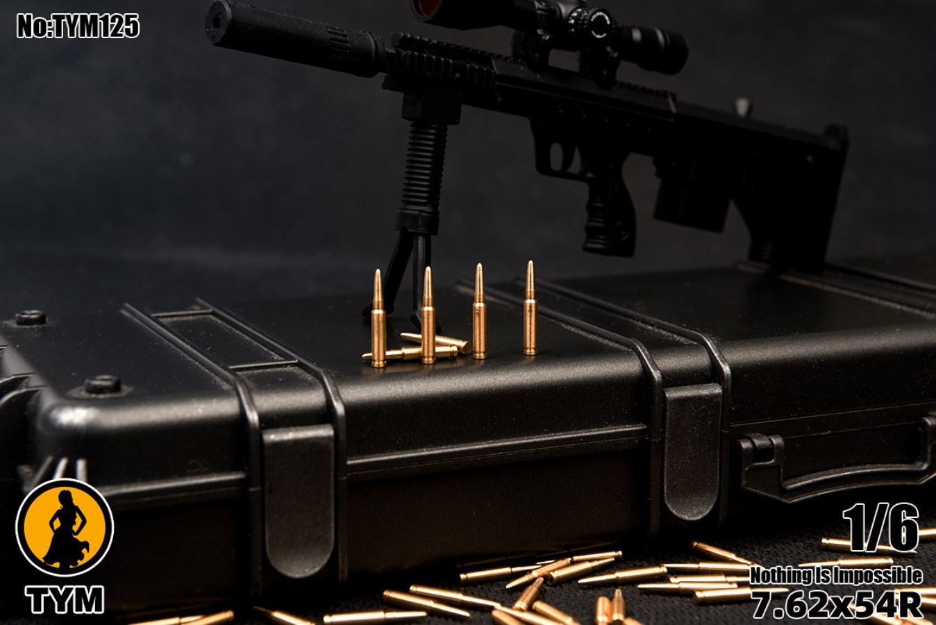 Sniper rifle bullet and pistol bullet pack soldier weapon scene 1/6