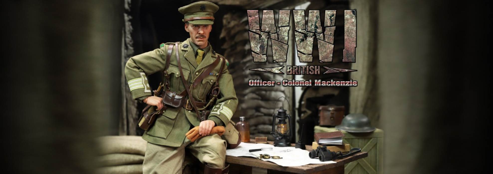 British Colonel in World War I (#B11012) & Combat Table Scene Set (#E60062) 1/6