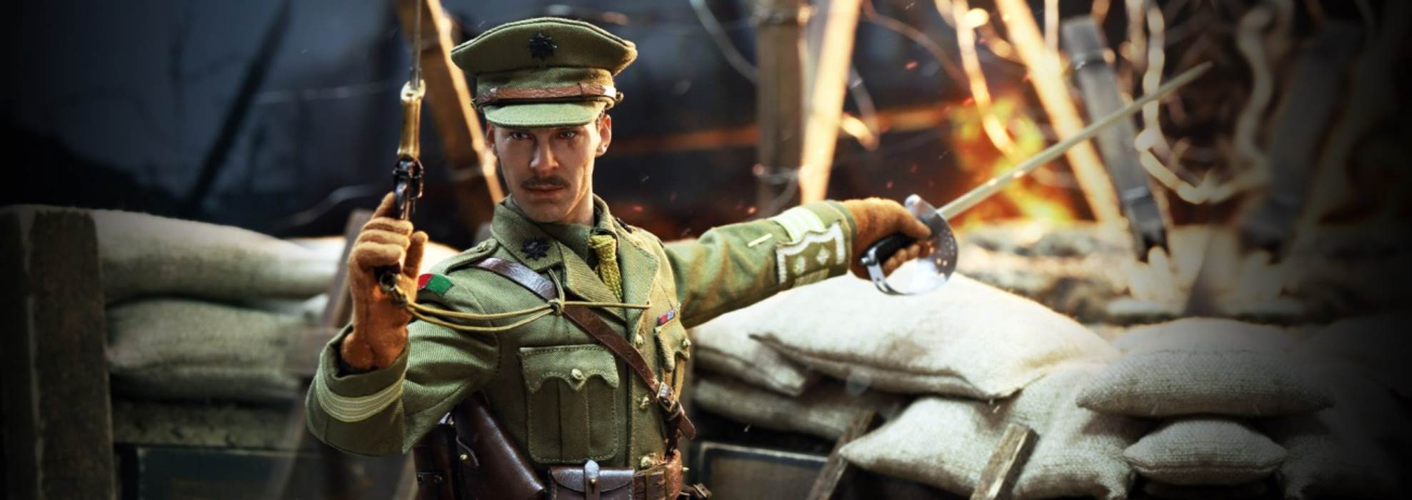 British Colonel in World War I (#B11012) & Combat Table Scene Set (#E60062) 1/6