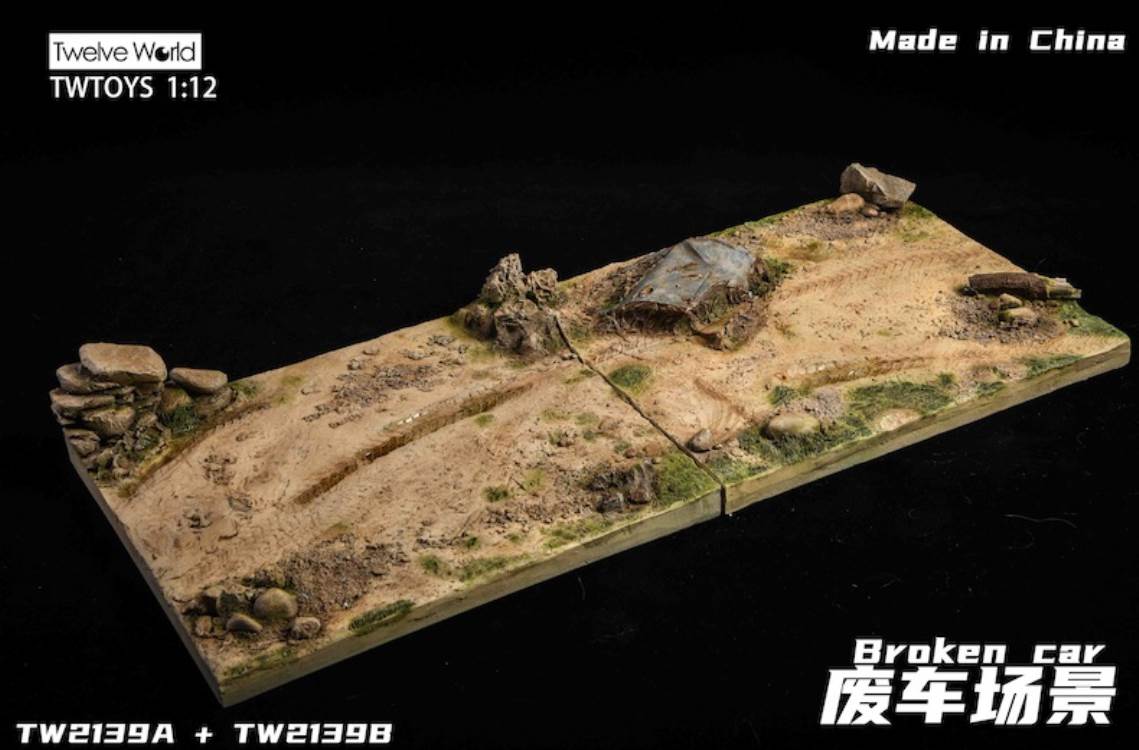 Scrap car scene floor model 1/12