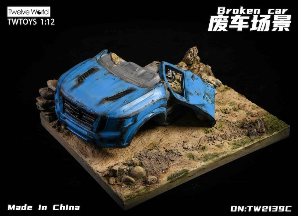 Scrap car scene floor model 1/12