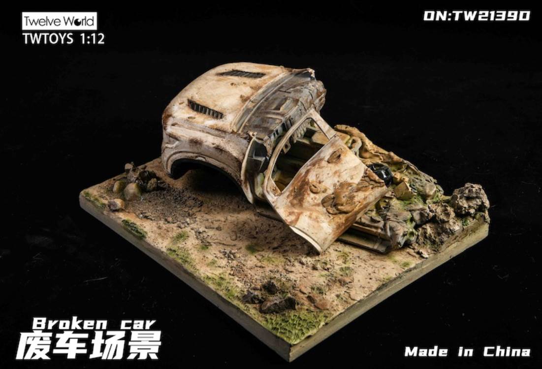 Scrap car scene floor model 1/12