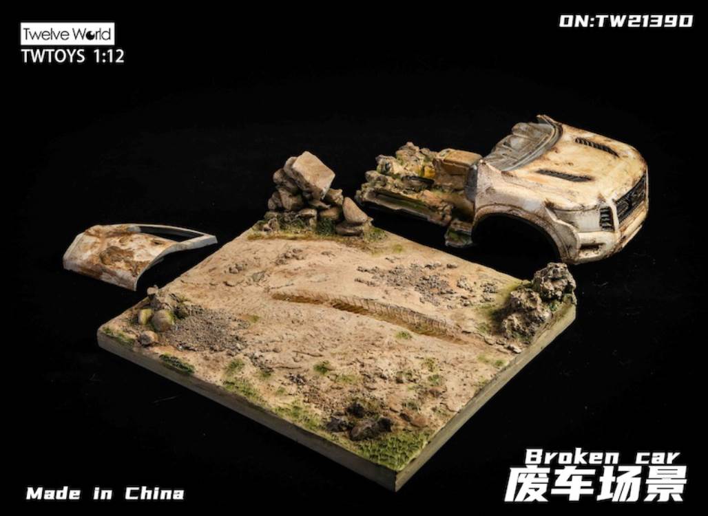 Scrap car scene floor model 1/12