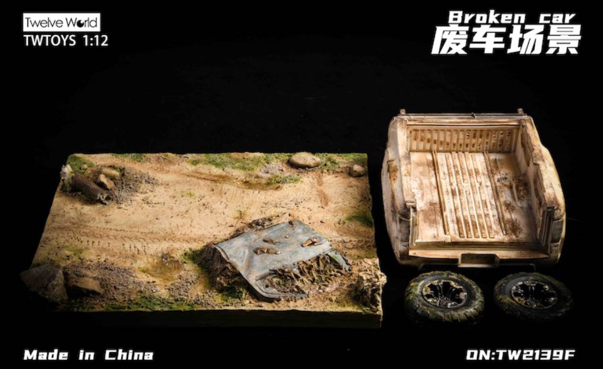 Scrap car scene floor model 1/12