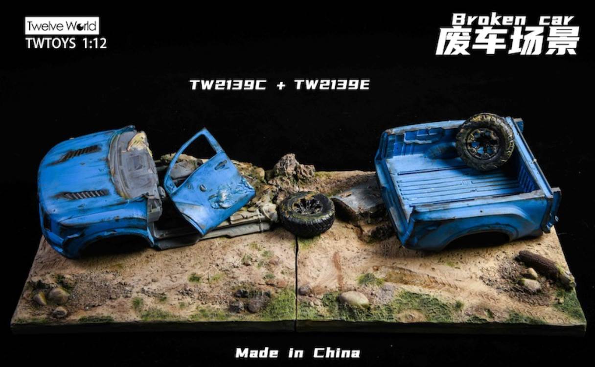 Scrap car scene floor model 1/12