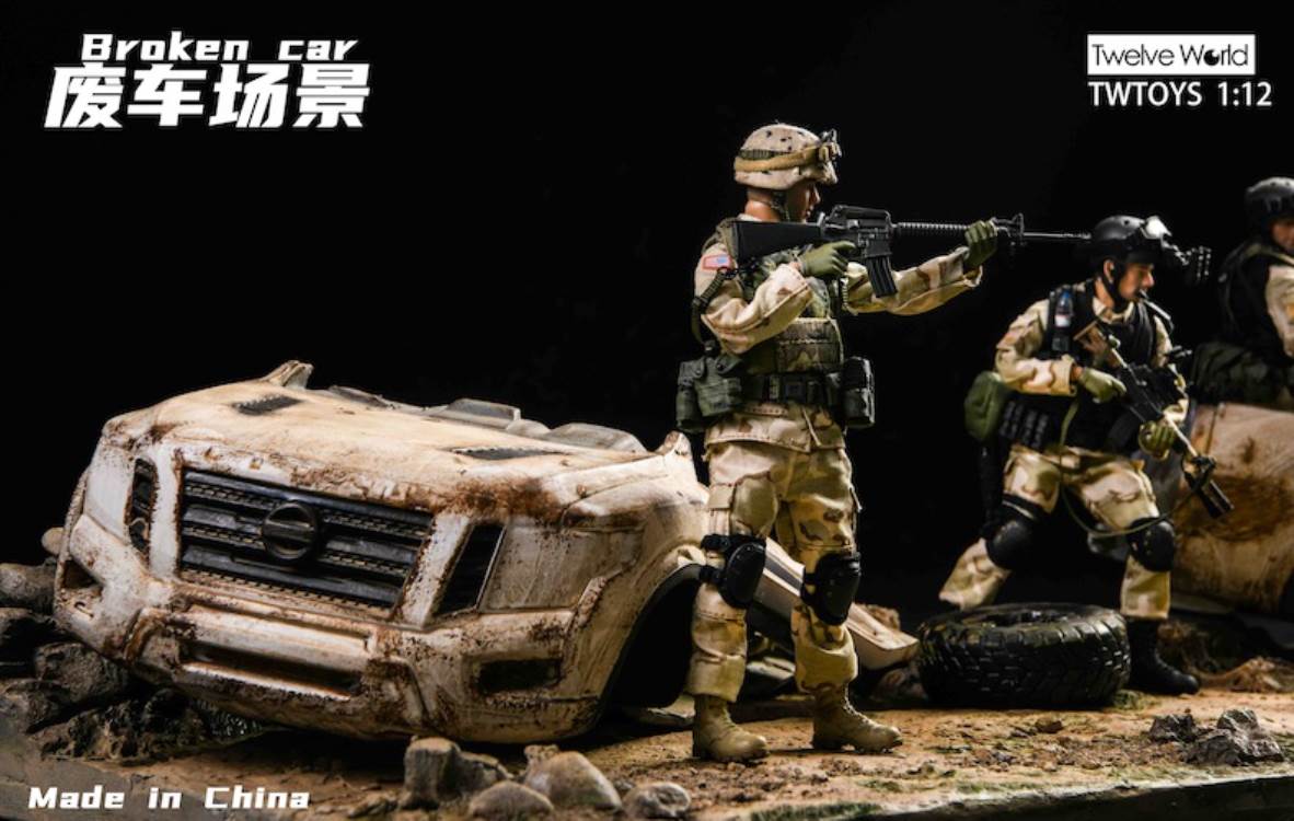 Scrap car scene floor model 1/12