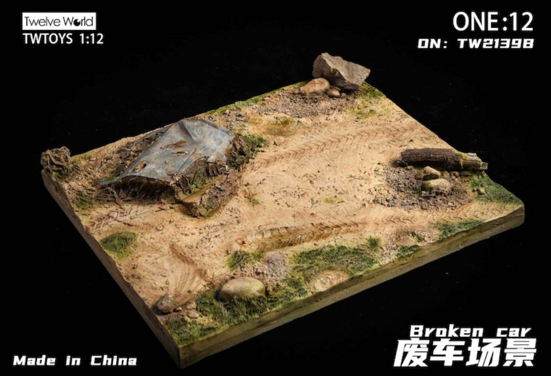 Scrap car scene floor model 1/12