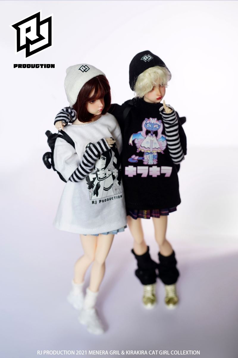 Cute Girl & KIRA Cat Girl Trendy Girl Print T-shirt Set-Sweet Cool Two-dimensional 1/6