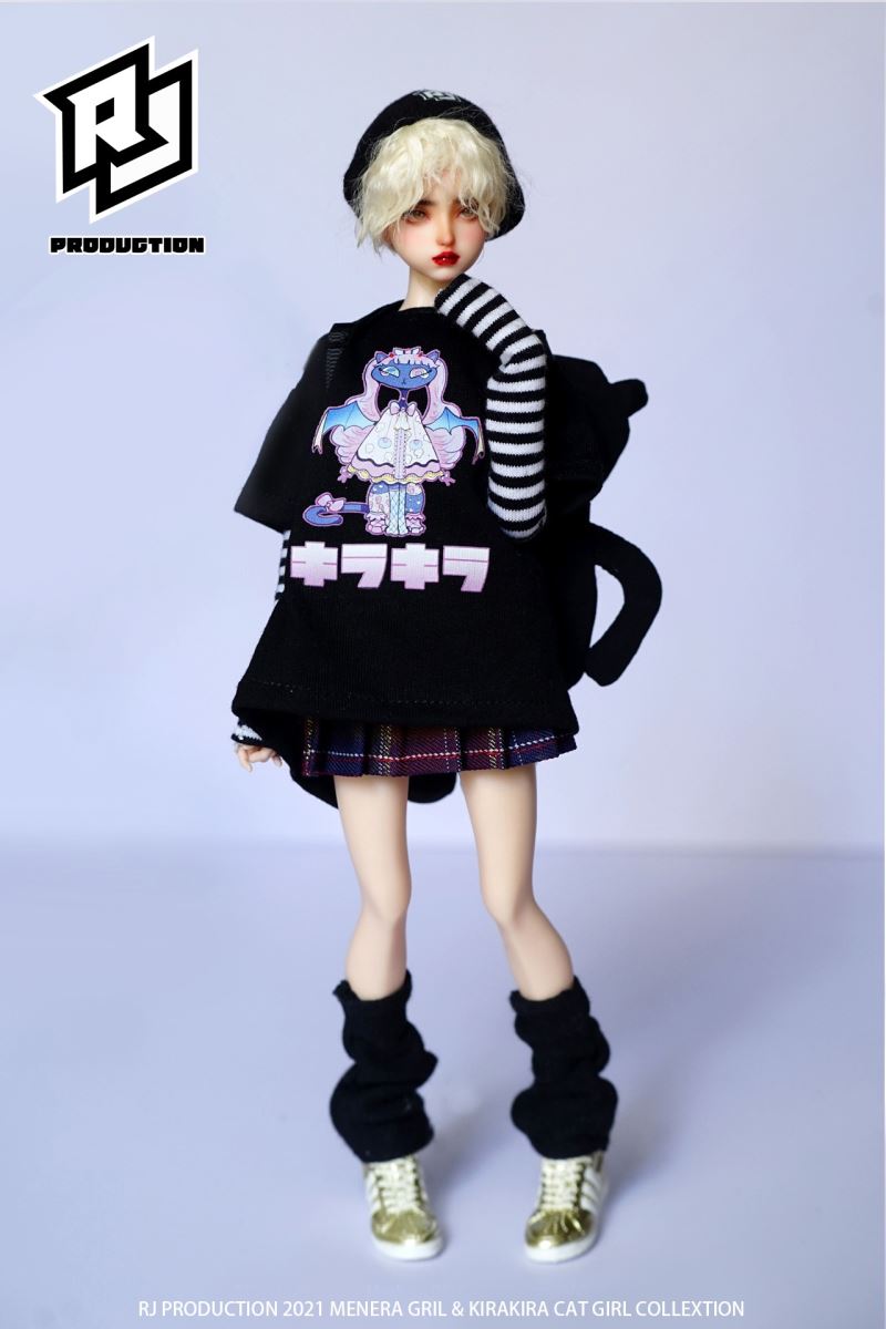 Cute Girl & KIRA Cat Girl Trendy Girl Print T-shirt Set-Sweet Cool Two-dimensional 1/6