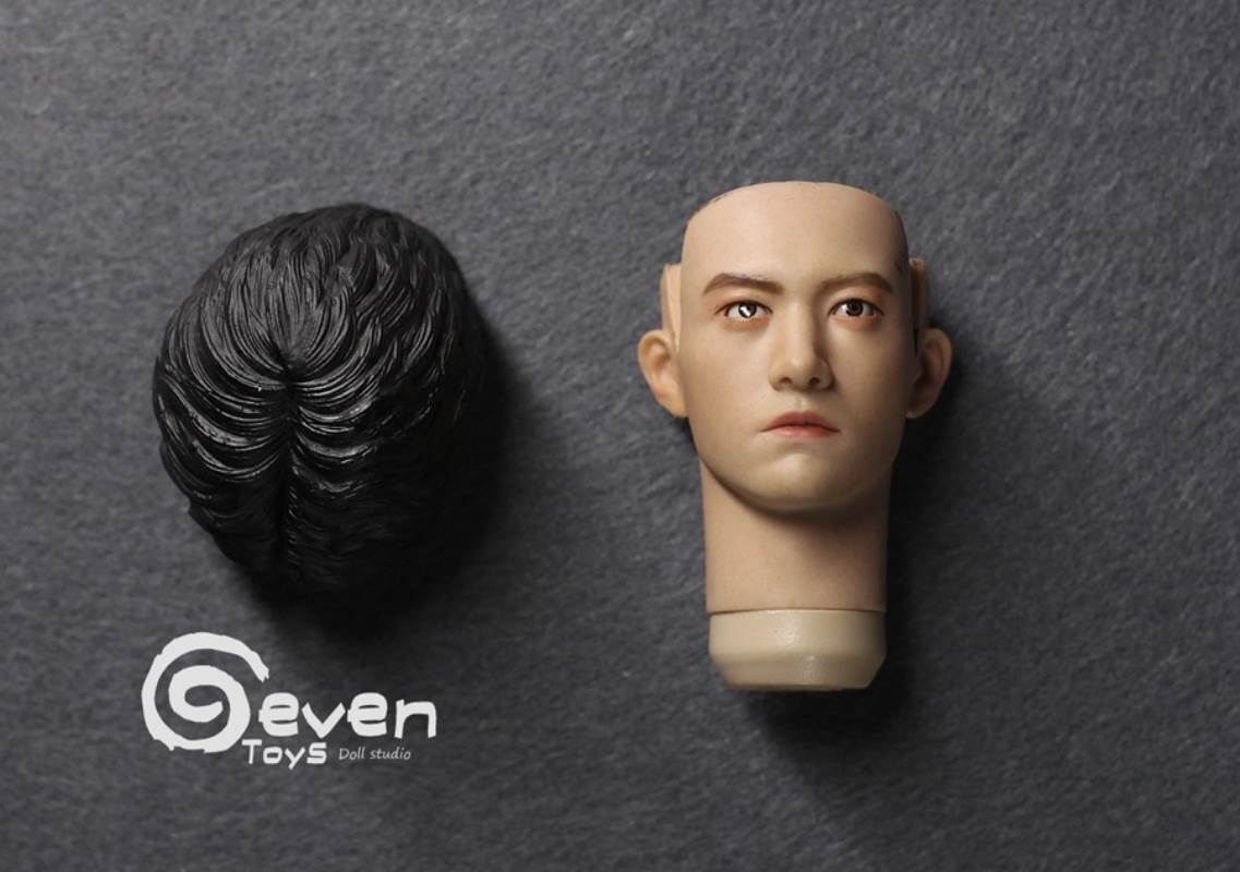 Asian male head sculpts with eye-moving three styles