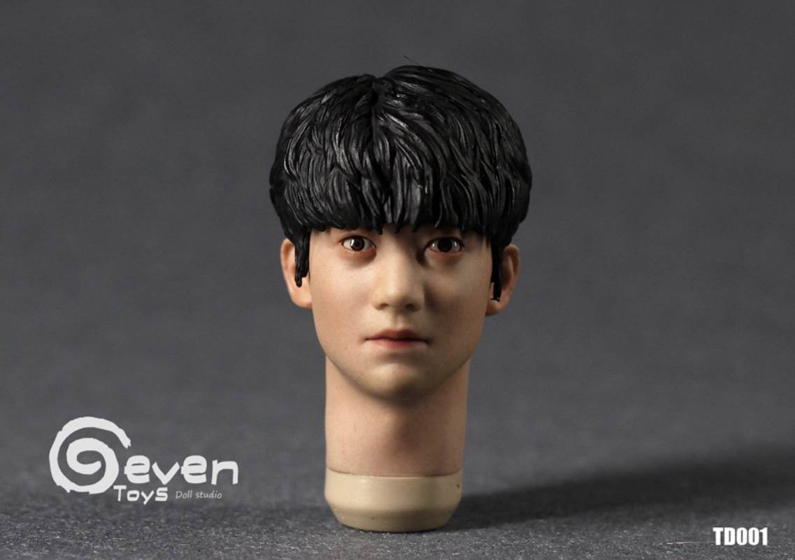 Asian male head sculpts with eye-moving three styles