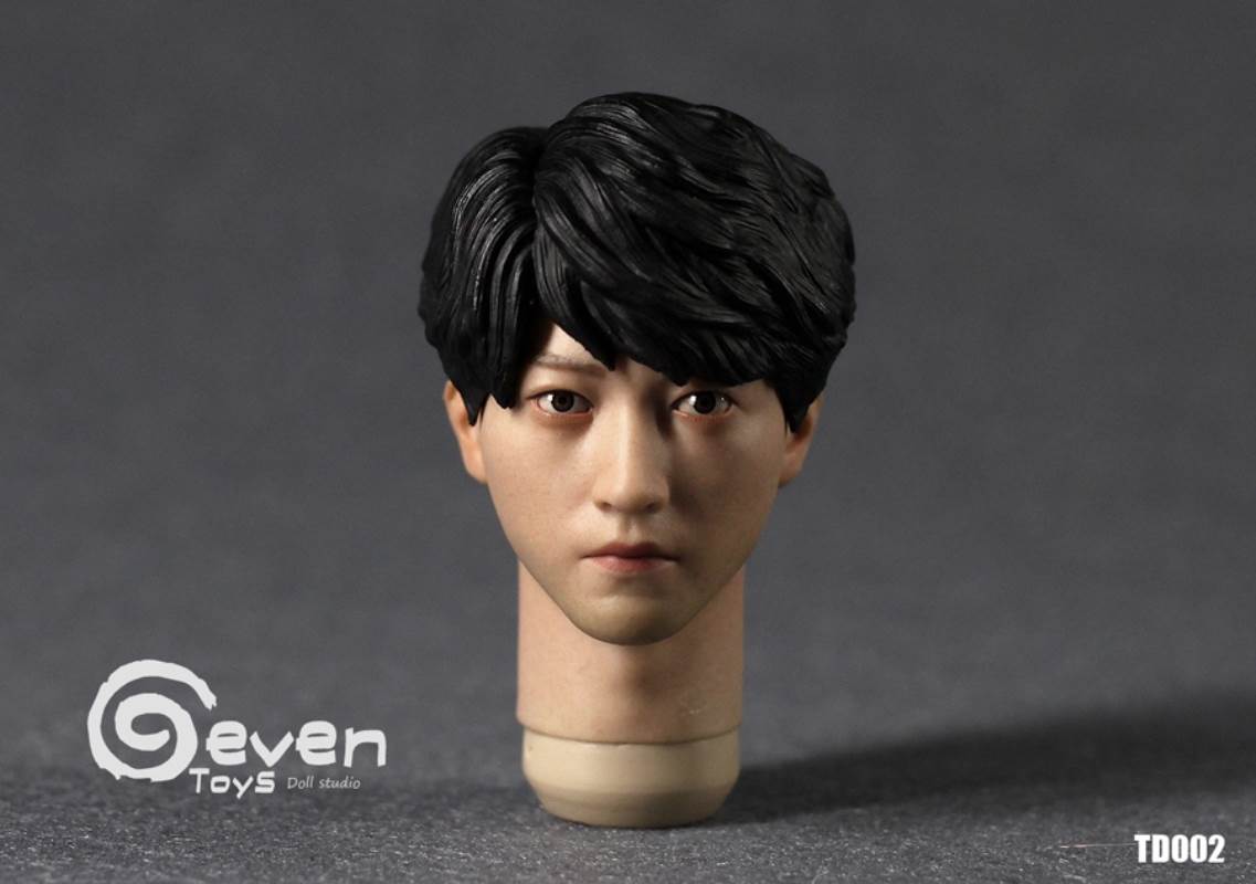 Asian male head sculpts with eye-moving three styles