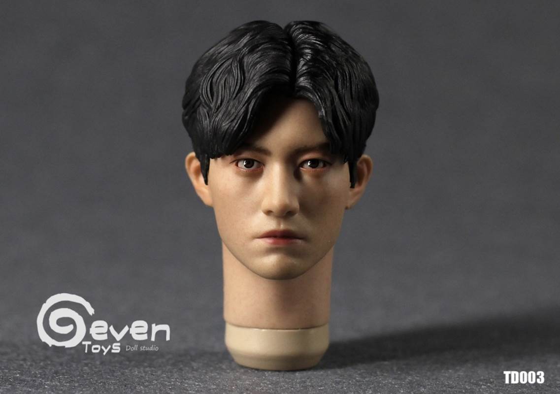 Asian male head sculpts with eye-moving three styles