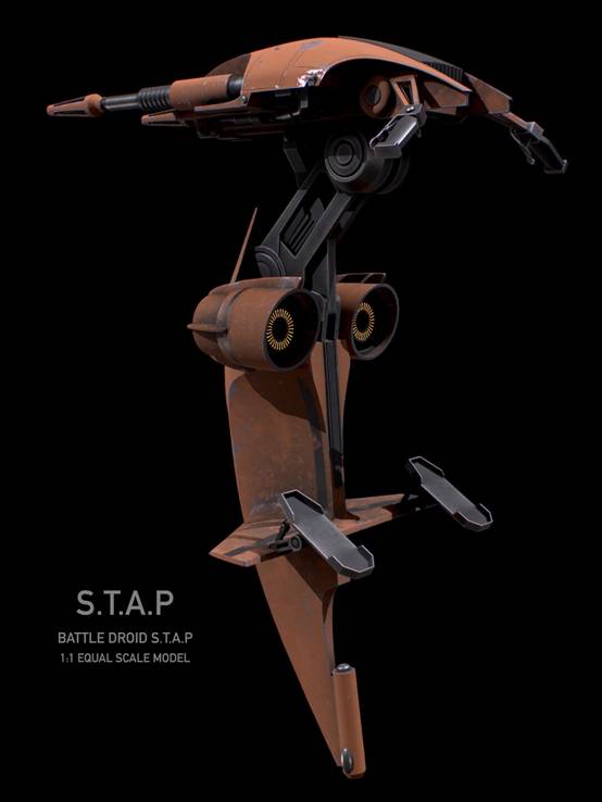 Star Wars Trade Alliance combat robot (B1) and flying vehicle (STAP)