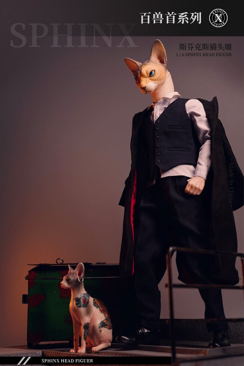 series of beasts - hairless cat animal head sculpture 1/6