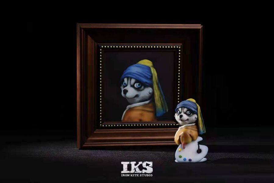 famous painting cos Husky with pearl earrings