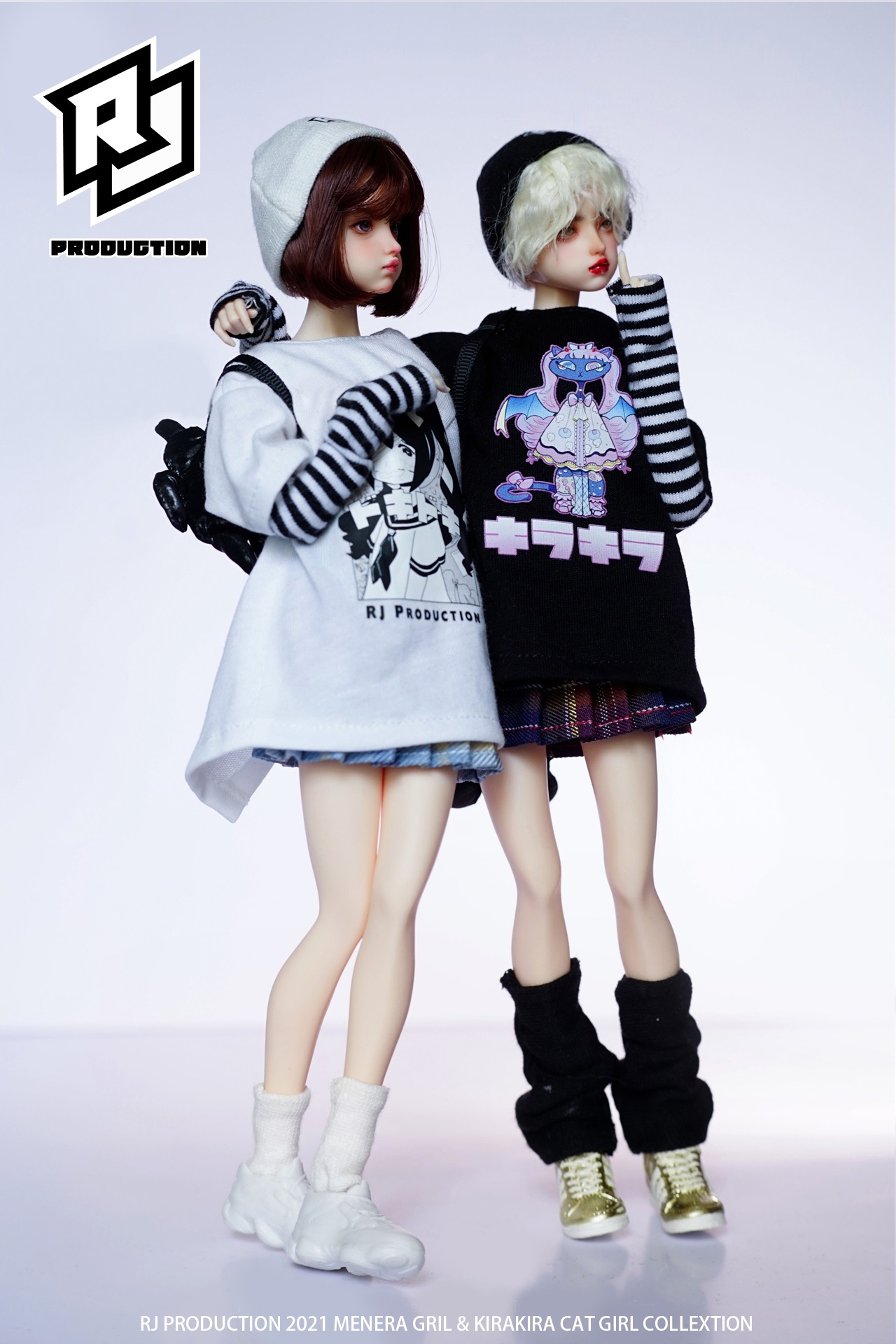 Cute Girl & KIRA Cat Girl Trendy Girl Print T-shirt Set-Sweet Cool Two-dimensional 1/6