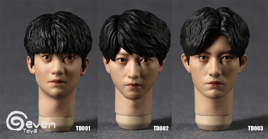 Asian male head sculpts with eye-moving three styles