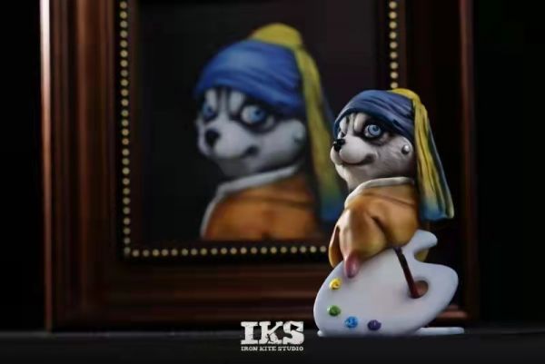famous painting cos Husky with pearl earrings