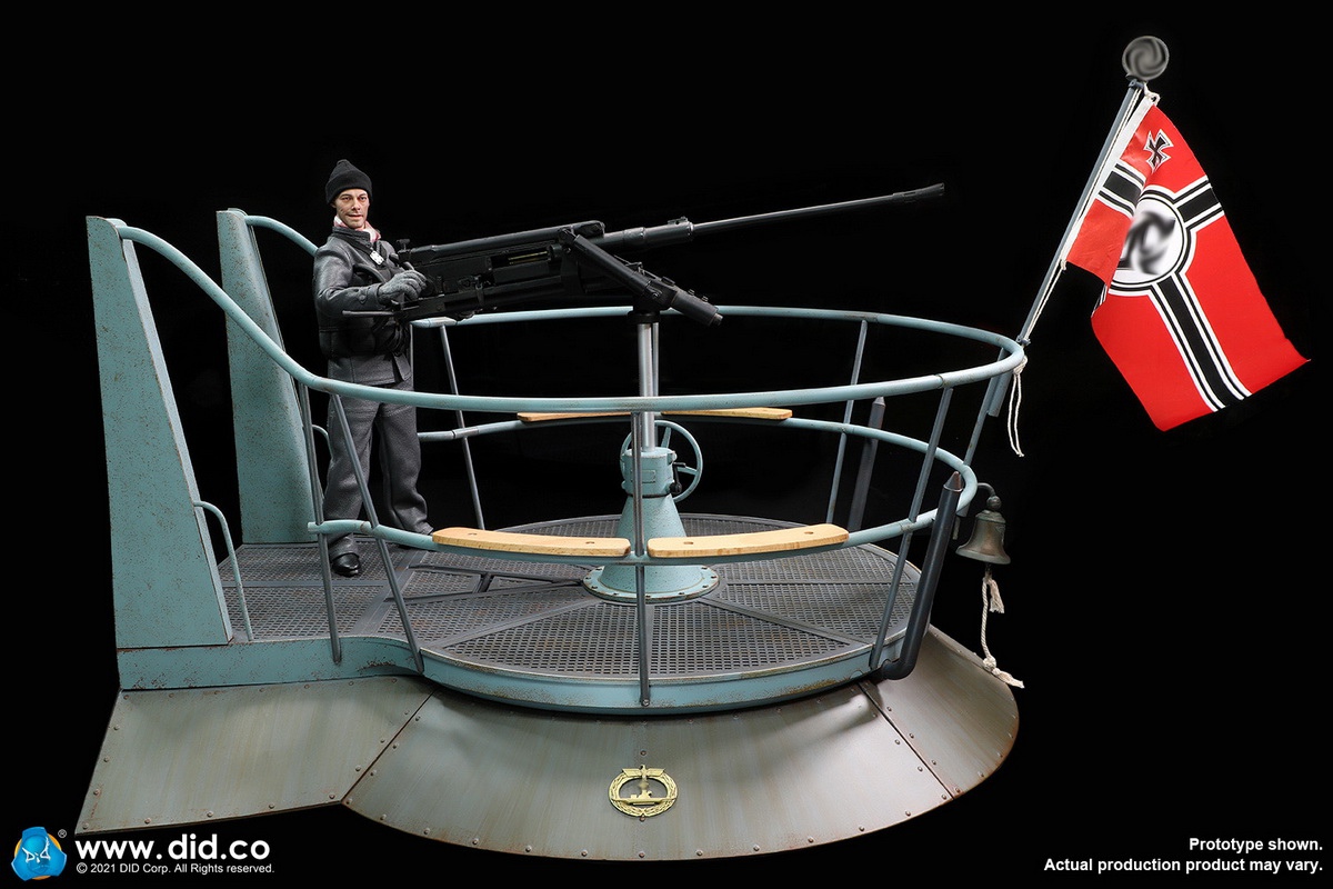 WWII German U-boat Submarine-Turret Scene Set & Machine Gun Scene Set 1/6