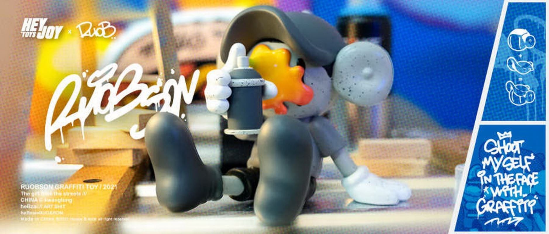 He B shoots his own face with spray paint trendy doll