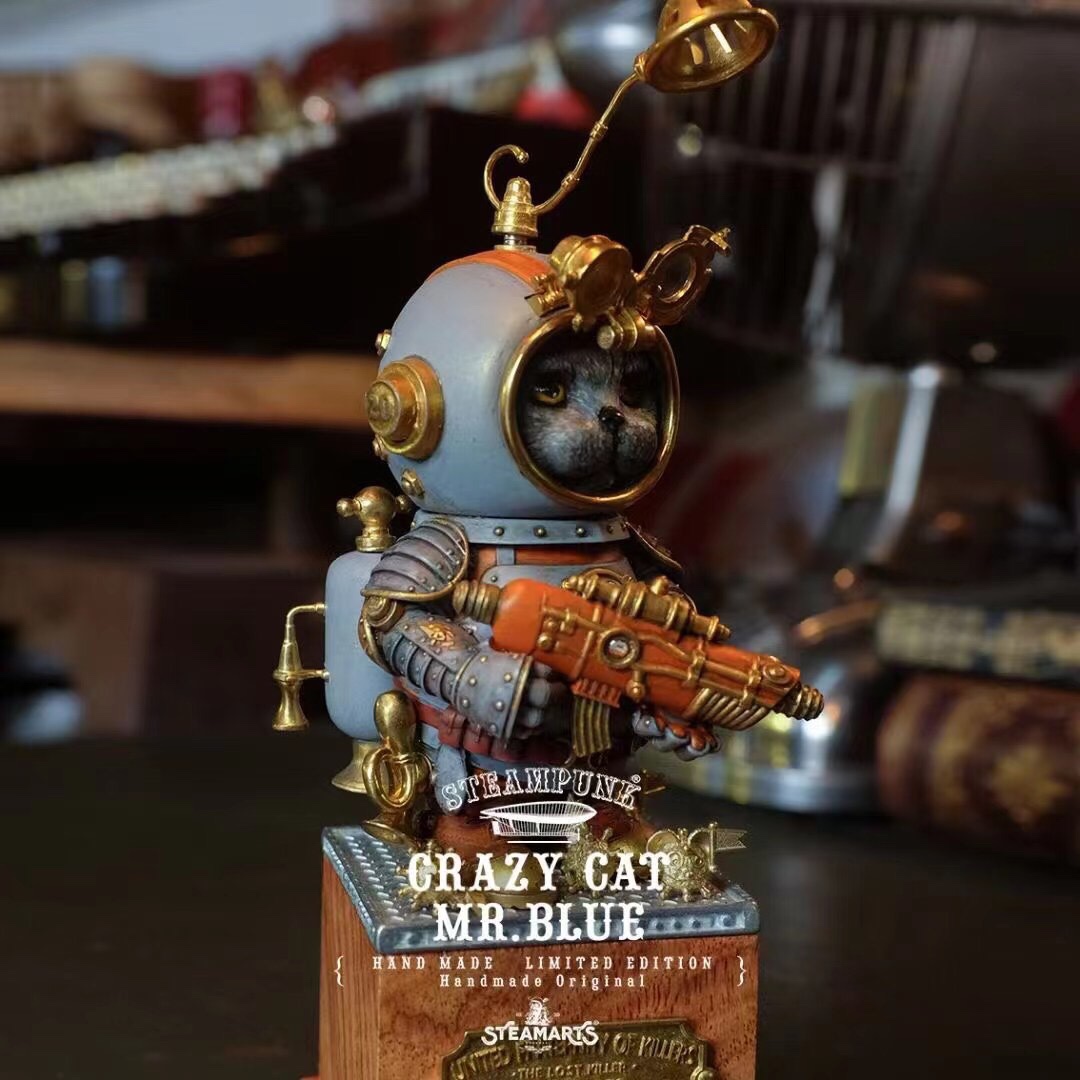 CRAZY CAT MR.BLUE [Grey/Blue version] *original art