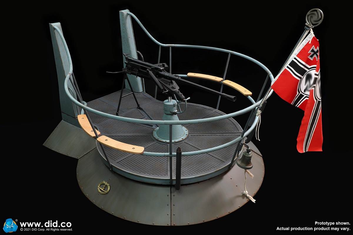 WWII German U-boat Submarine-Turret Scene Set & Machine Gun Scene Set 1/6