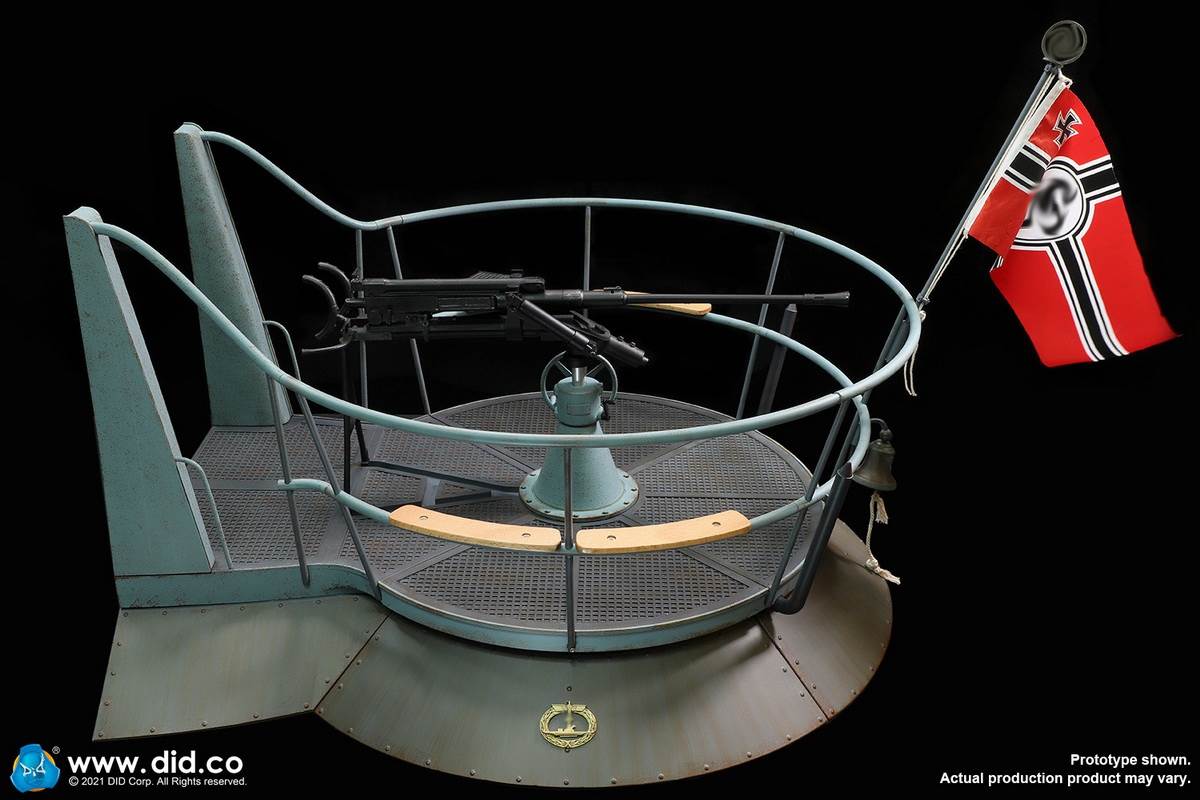 WWII German U-boat Submarine-Turret Scene Set & Machine Gun Scene Set 1/6