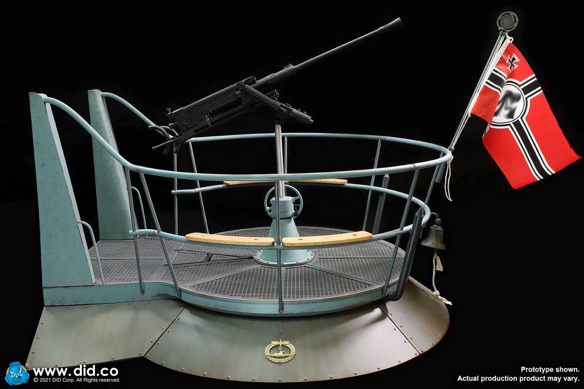 WWII German U-boat Submarine-Turret Scene Set & Machine Gun Scene Set 1/6