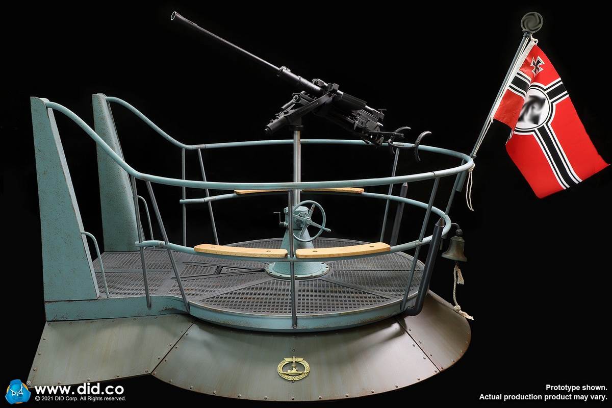 WWII German U-boat Submarine-Turret Scene Set & Machine Gun Scene Set 1/6