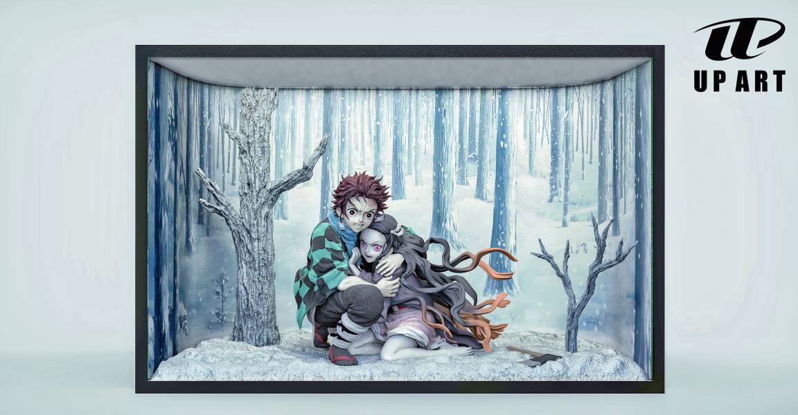 Tanjirou & Nezuko embrace snow scene